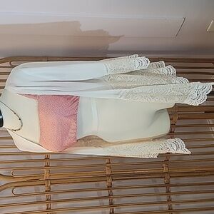 Evelyn blue brand off white or cream duster cover up lace open front size small